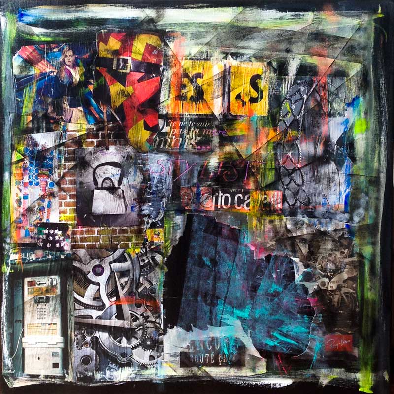 coulisses - peinture acrylique et collage sur toile - 80 cm x 80 cm coulisses - peinture acrylique et collage sur toile - 80 cm x 80 cm