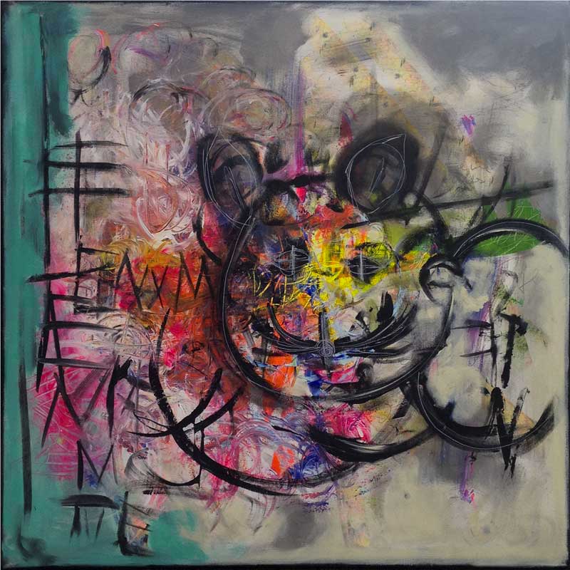 le chat - peinture acrylique sur toile - 100 cm x 100 cm le chat - peinture acrylique sur toile - 100 cm x 100 cm