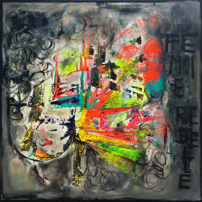 rebelle - peinture acrylique sur toile - 100 cm x 100 cm rebelle - peinture acrylique sur toile - 100 cm x 100 cm