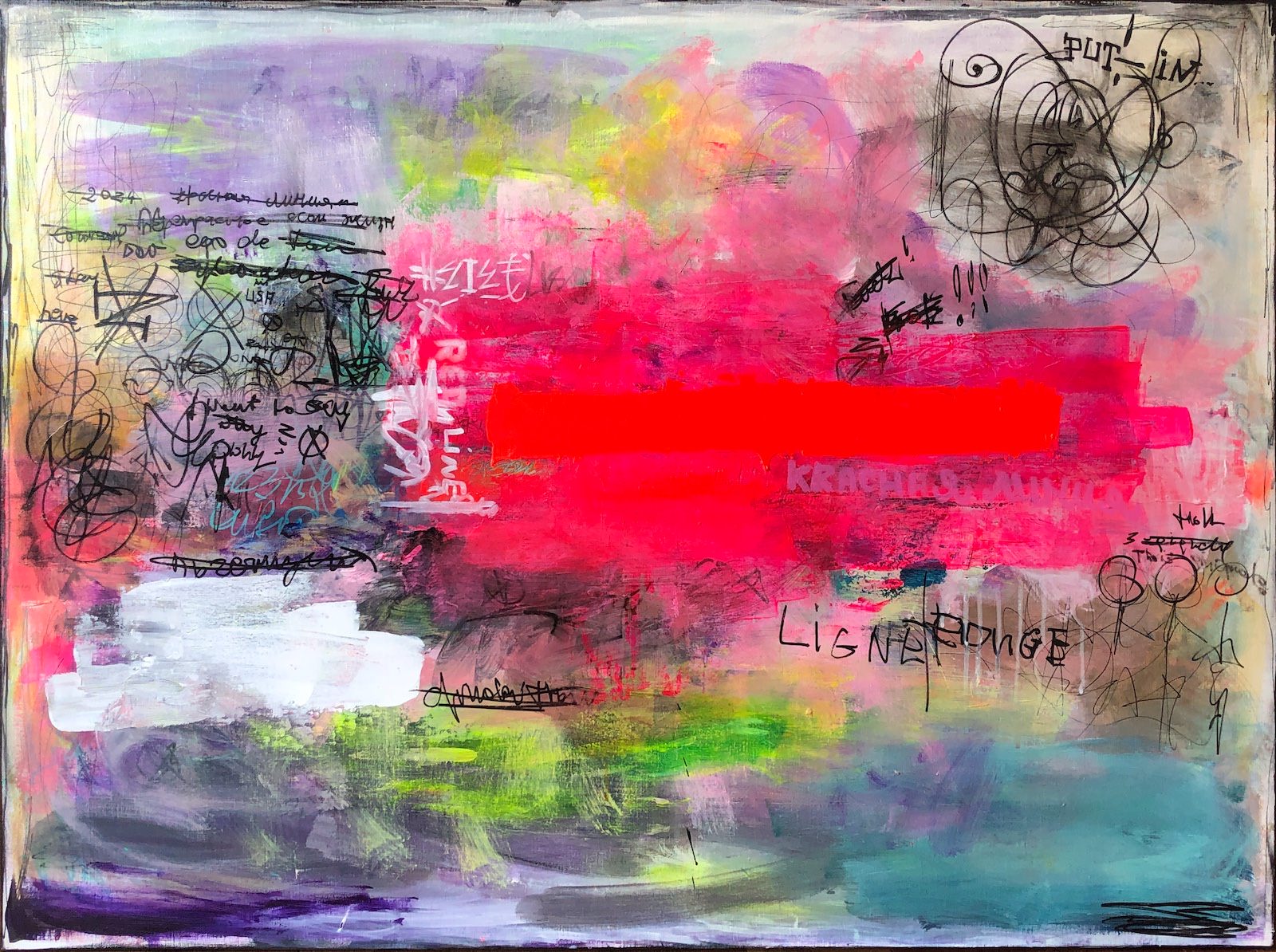 La ligne rouge - peinture acrylique sur toile - 130 cm x 97 cm - Marzena Lavrilleux - artiste peintre à Orléans La ligne rouge - peinture acrylique sur toile - 130 cm x 97 cm - Marzena Lavrilleux - artiste peintre à Orléans