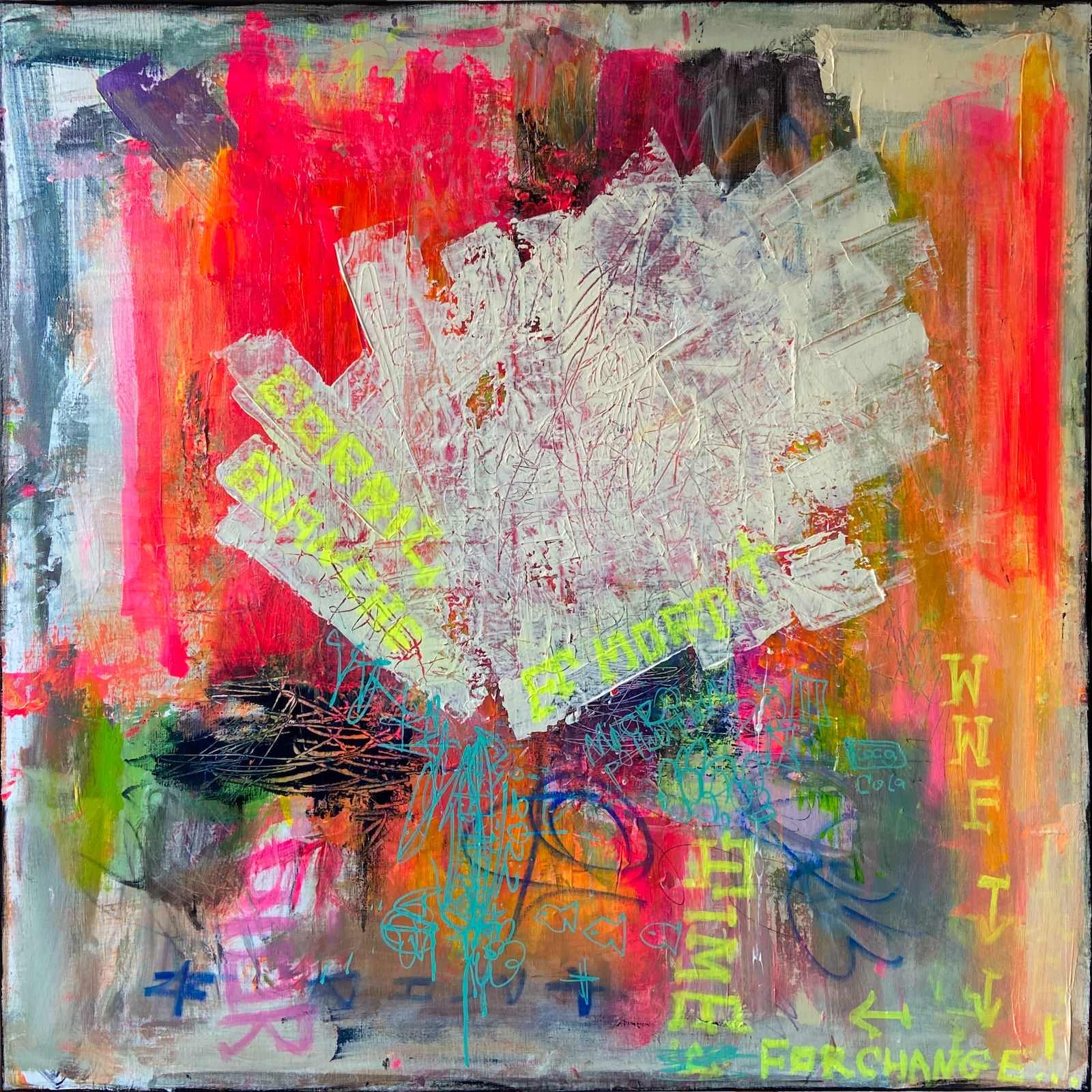 Corail - peinture acrylique sur toile - 100 cm x 100 cm - Marzena Lavrilleux - artiste peintre à Orléans Corail - peinture acrylique sur toile - 100 cm x 100 cm - Marzena Lavrilleux - artiste peintre à Orléans