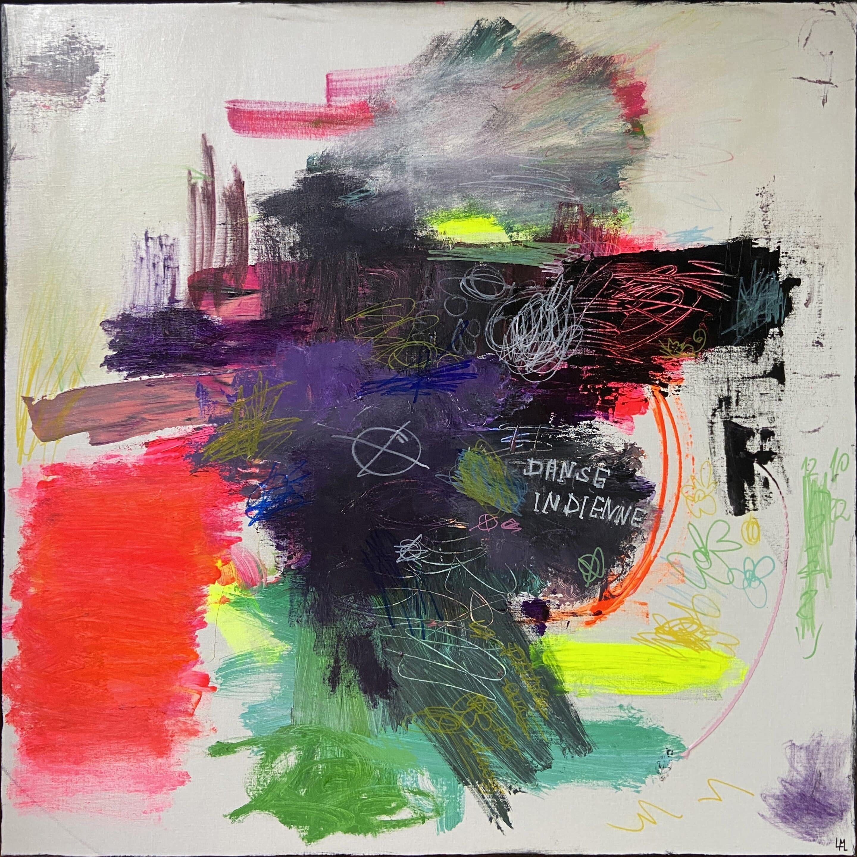 Indian dance - acrylic painting on canvas - 100 cm x 100 cm - Marzena Lavrilleux - artist painter in Orleans - France Indian dance - acrylic painting on canvas - 100 cm x 100 cm - Marzena Lavrilleux - artist painter in Orleans - France